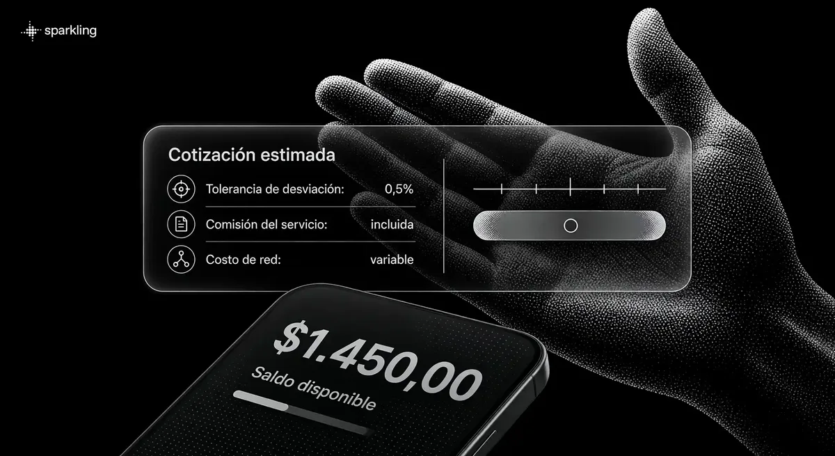 Primer plano de pantalla móvil y tarjeta de cotización de intercambio cripto sobre fondo de mano en semitono plateado.
